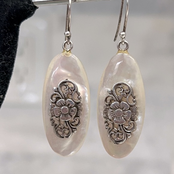 Mother Of Pearl Sterling Silver Dangle Earrings - Picture 8 of 10